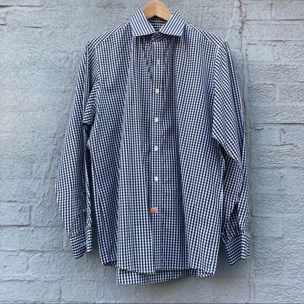 Checkered Gingham Button Down Shirt, XL